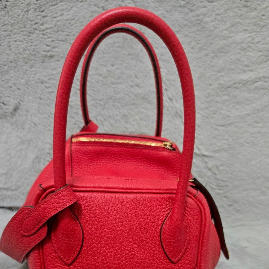 Hermes Lindy 愛馬仕 紅 金釦 Lindy26 Lindy 26-23