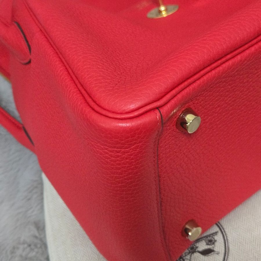 Hermes Lindy 愛馬仕 紅 金釦 Lindy26 Lindy 26-27