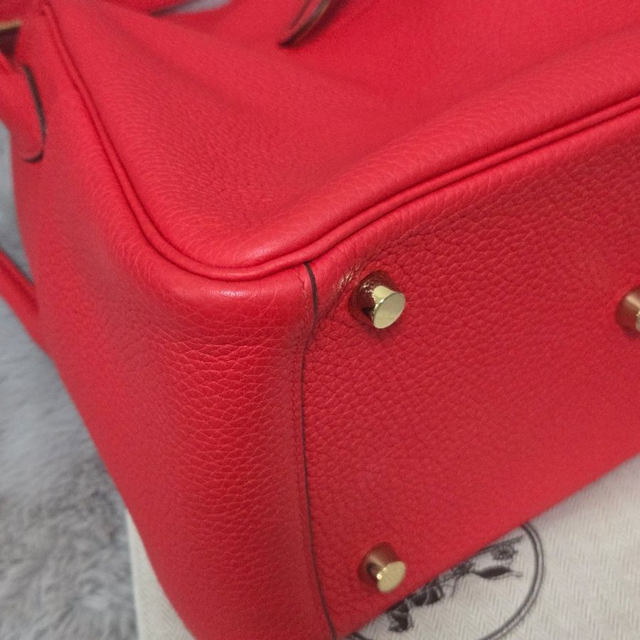 Hermes Lindy 愛馬仕 紅 金釦 Lindy26 Lindy 26-29