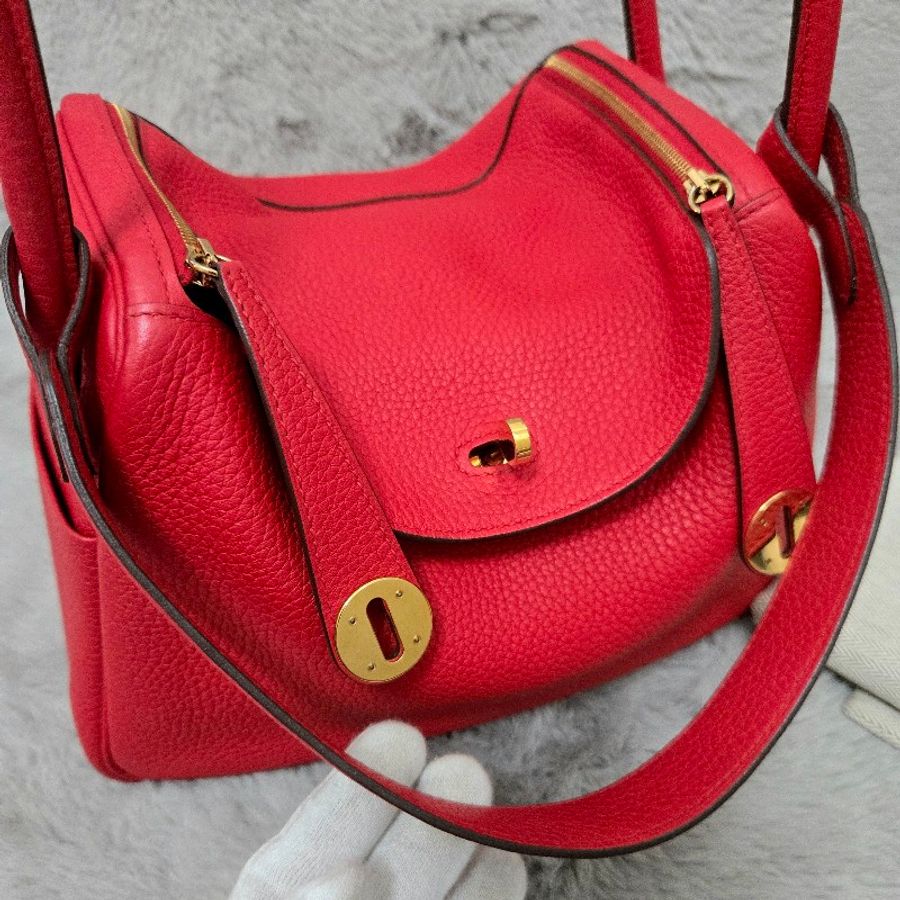 Hermes Lindy 愛馬仕 紅 金釦 Lindy26 Lindy 26-77