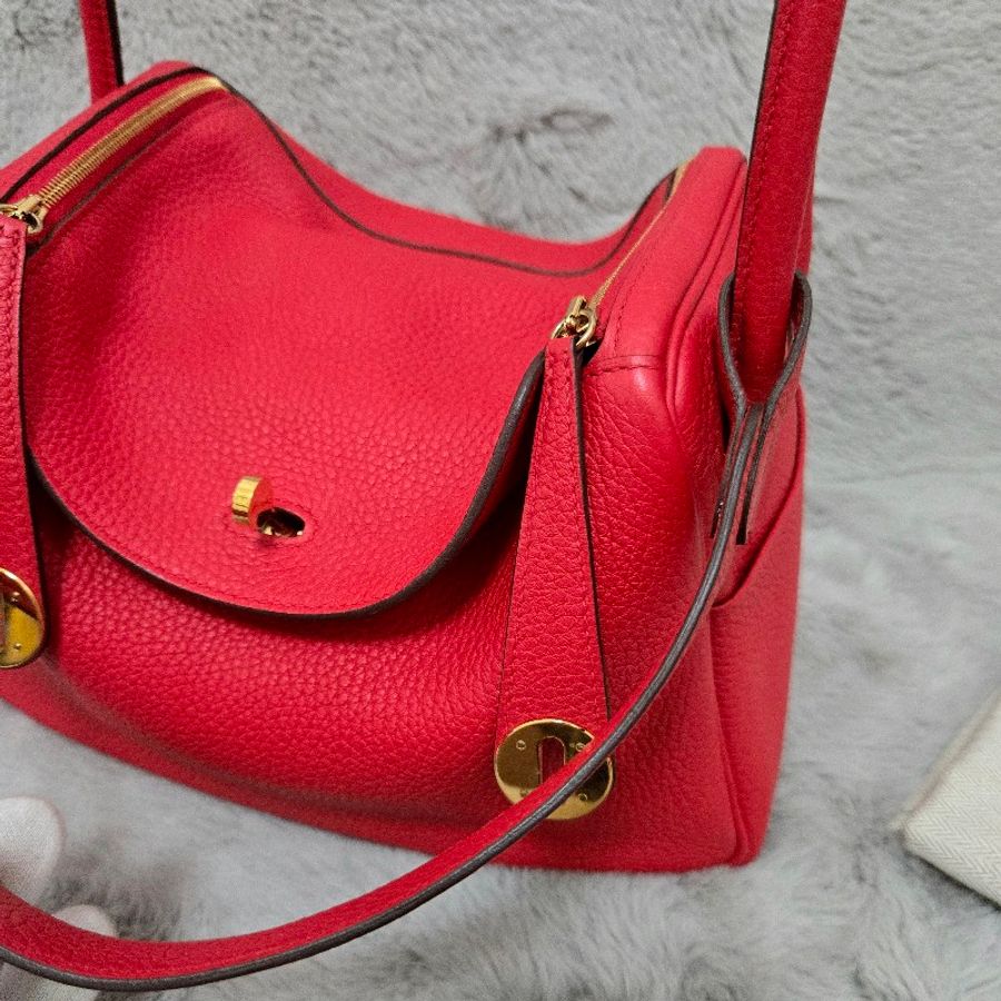 Hermes Lindy 愛馬仕 紅 金釦 Lindy26 Lindy 26-78