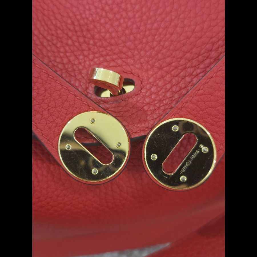 Hermes Lindy 愛馬仕 紅 金釦 Lindy26 Lindy 26-76