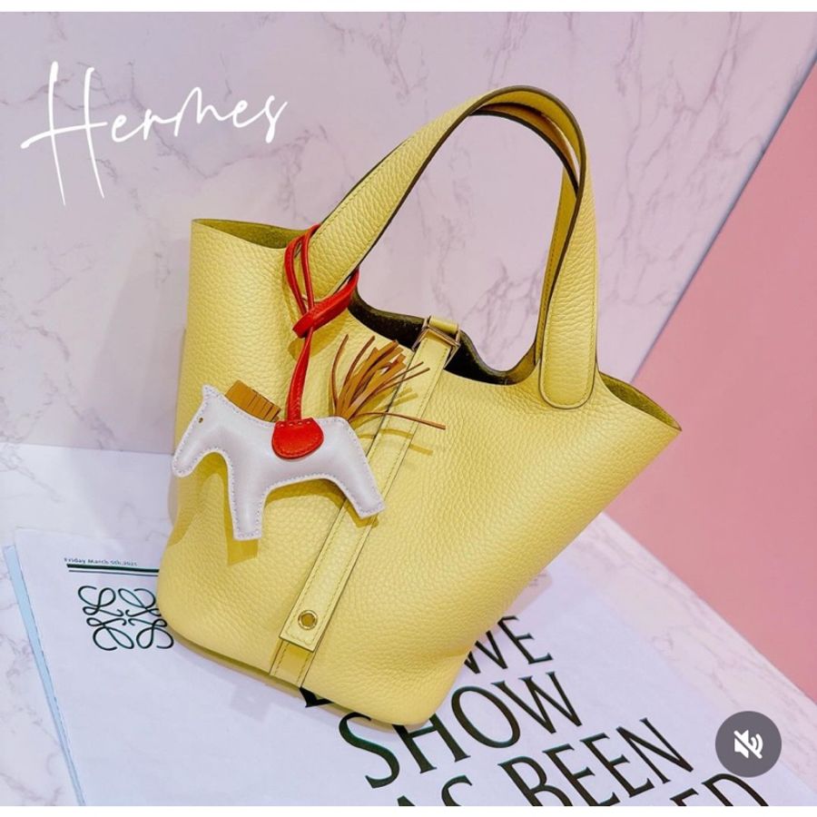 激甜出清附購證正本✨ 愛馬仕Hermes Picotin Lock 18 Bag菜籃子檸檬黃銀釦-1