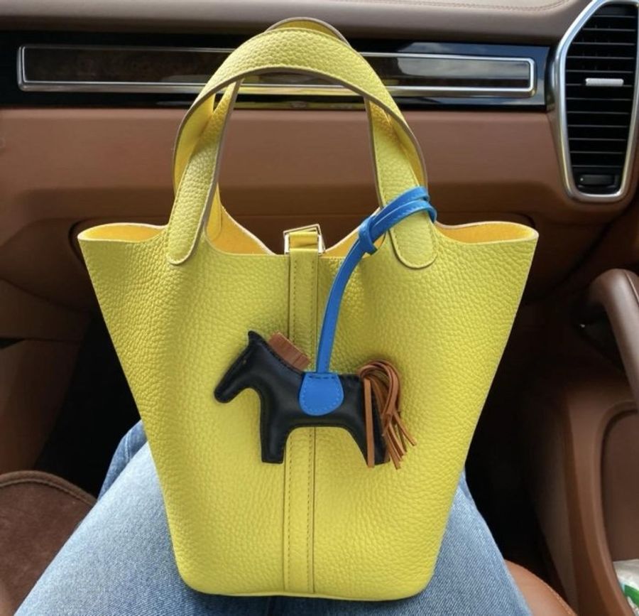 激甜出清附購證正本✨ 愛馬仕Hermes Picotin Lock 18 Bag菜籃子檸檬黃銀釦-6