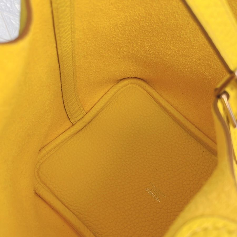激甜出清附購證正本✨ 愛馬仕Hermes Picotin Lock 18 Bag菜籃子檸檬黃銀釦-18