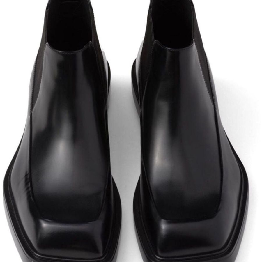 Prada square toe leather chelsea boots 切爾西 方頭 皮鞋 黑色 UK6.5 42-0