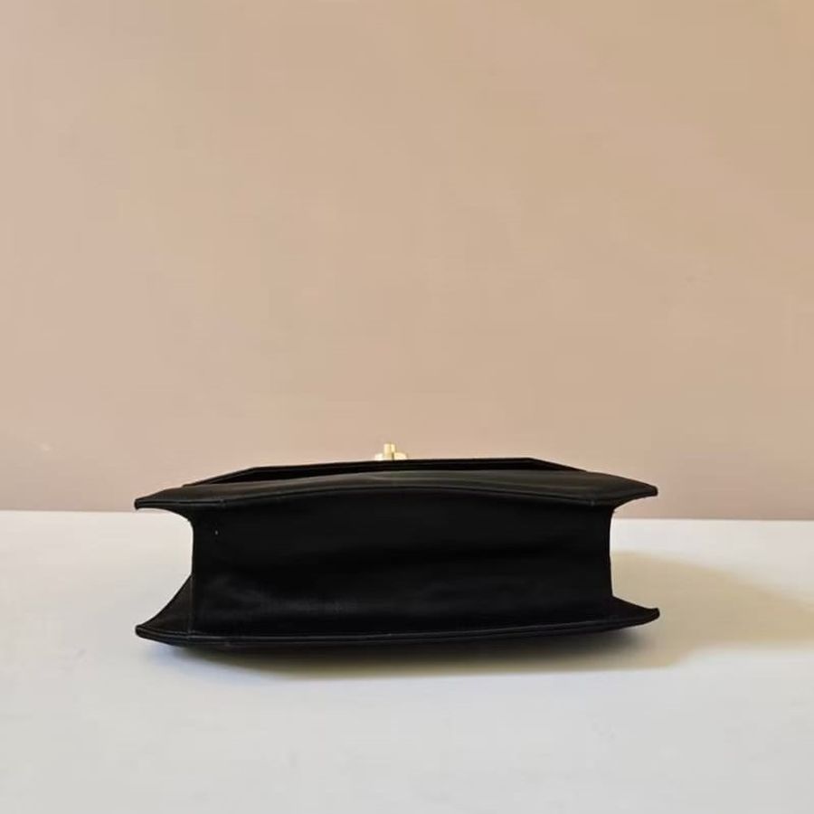 【LA LUNE】絕版中古包 Celine按壓星球黑金色凱莉包 手提包 古董包 二手包-4