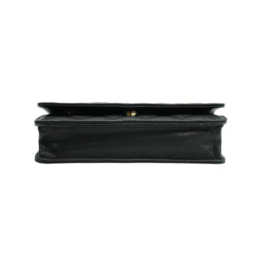 Chanel 展示品 粒紋牛皮季節撲克logo金鍊Woc斜背包(AP3076-黑)-5