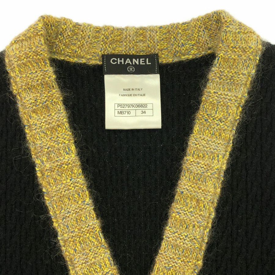 香奈兒 (CHANEL) 黑色真絲開襟針織外套 P5279K06822 二手女款 34 碼-4
