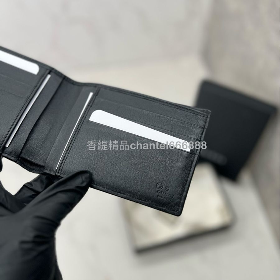 💗香緹國際精品💗 407 Gucci 黑壓紋牛皮短夾 極新-5
