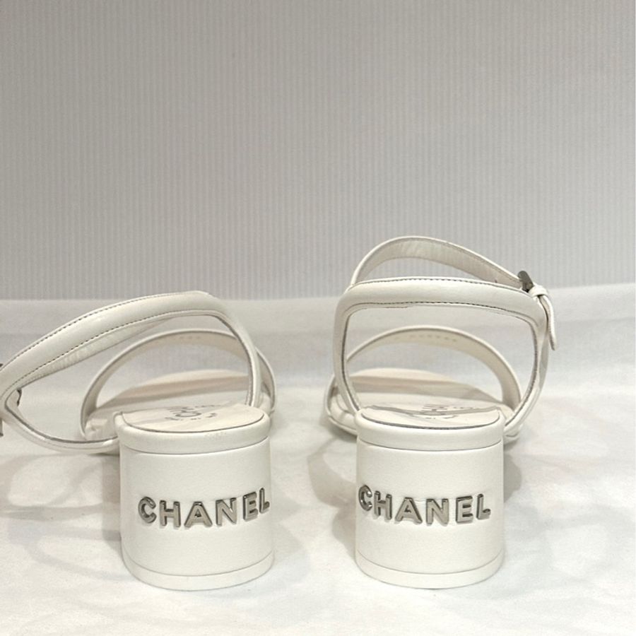 莉亞精品♡ chanel 白色跟鞋#39 僅落地一次-3