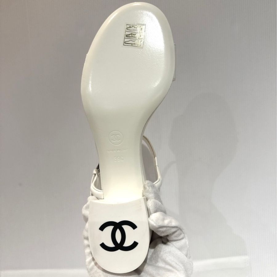 莉亞精品♡ chanel 白色跟鞋#39 僅落地一次-7