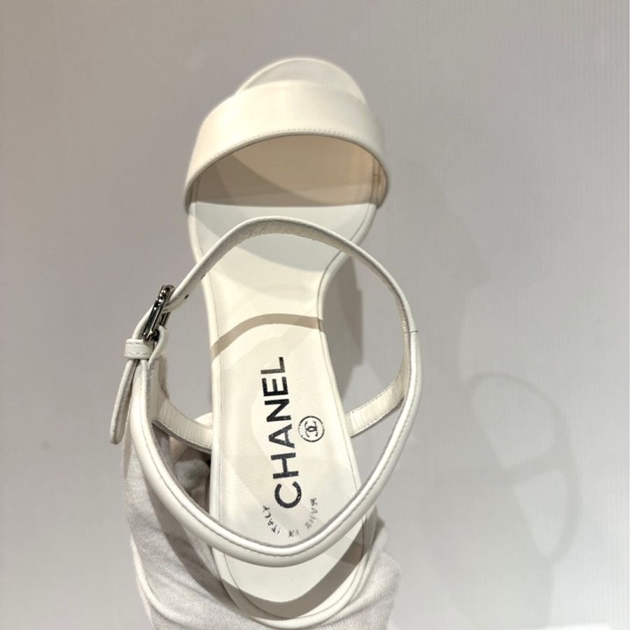 莉亞精品♡ chanel 白色跟鞋#39 僅落地一次-10
