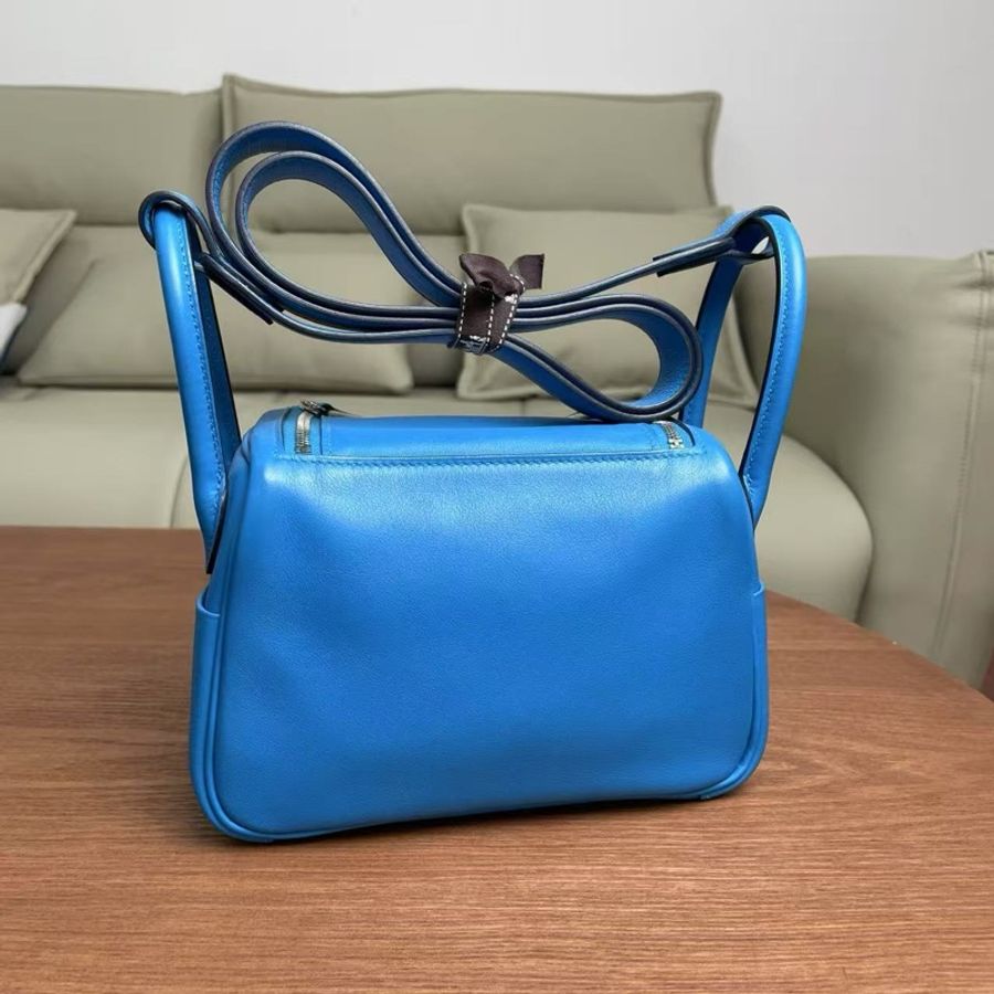 Hermes🌈Mini Lindy一代💙佛羅里達藍銀扣💙98.5新🌟全套有單💙Swift皮🌟Stamp Y🌟full set🌟已Hold🌈-9
