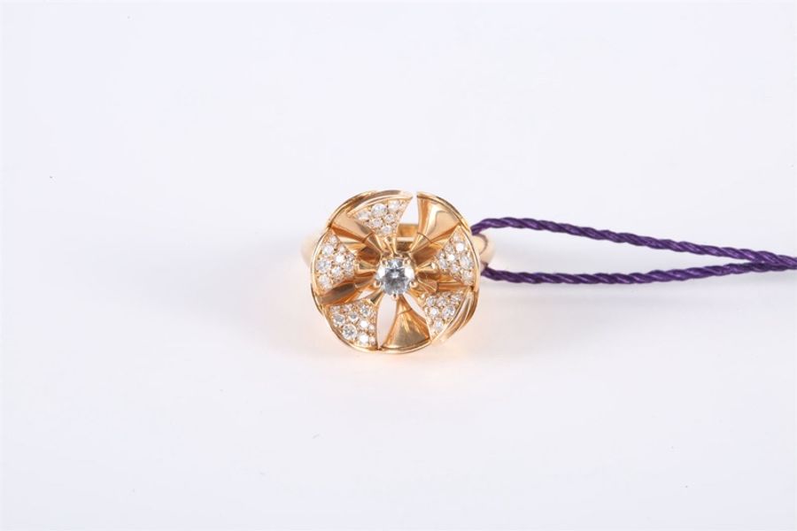 BVLGARI(寶格麗) 18K玫瑰金 鑽石 玫瑰金 diva dream 多扇子半鑽戒指 fiorever 詠綻花 18K-3