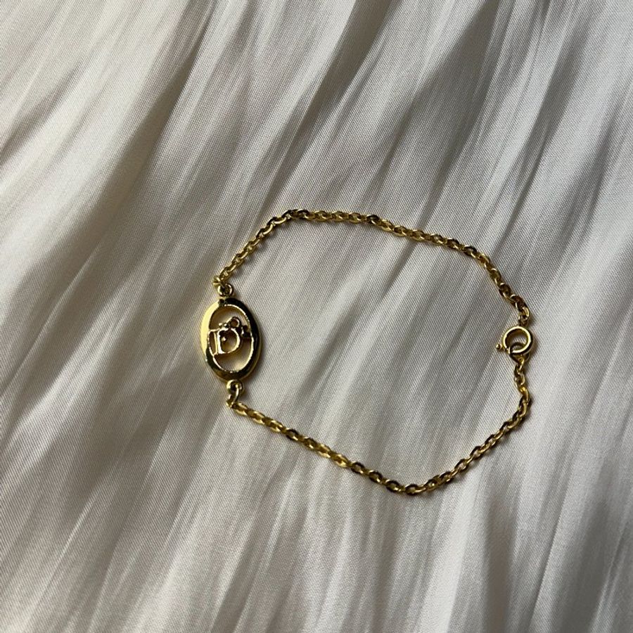 Dior vintage 中古古董橢圓 logo 細手鍊-4