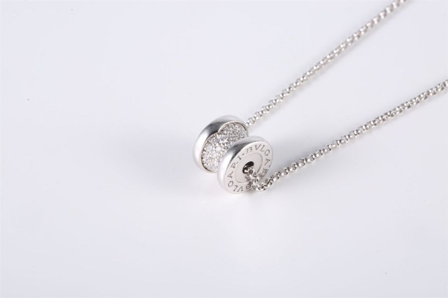 BVLGARI(寶格麗) B.ZERO1 小蠻腰項鏈 滿鑽 18K白金/鑽石 項鏈 白金 鑽石/18K-1