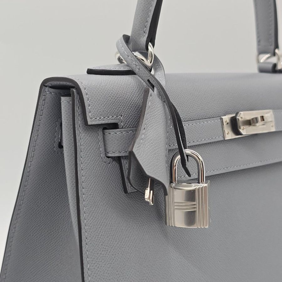 (2025 新色 木偶灰) HERMES 愛馬仕KELLY25 凱莉包25 KL25 刻 木偶灰 KELLY25 VEAU MADAME 防塵袋/原廠盒子/鎖組/購買證明-16