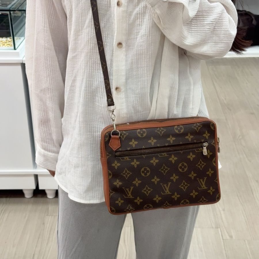 【赫蒂國際精品】 Louis Vuitton 路易威登 紅皮老花方形斜背包 vintage-2