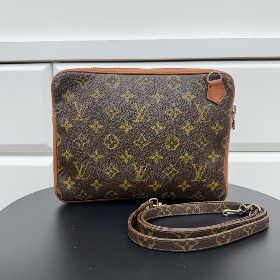 【赫蒂國際精品】 Louis Vuitton 路易威登 紅皮老花方形斜背包 vintage-4