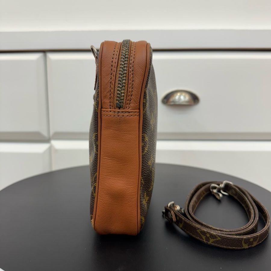 【赫蒂國際精品】 Louis Vuitton 路易威登 紅皮老花方形斜背包 vintage-6