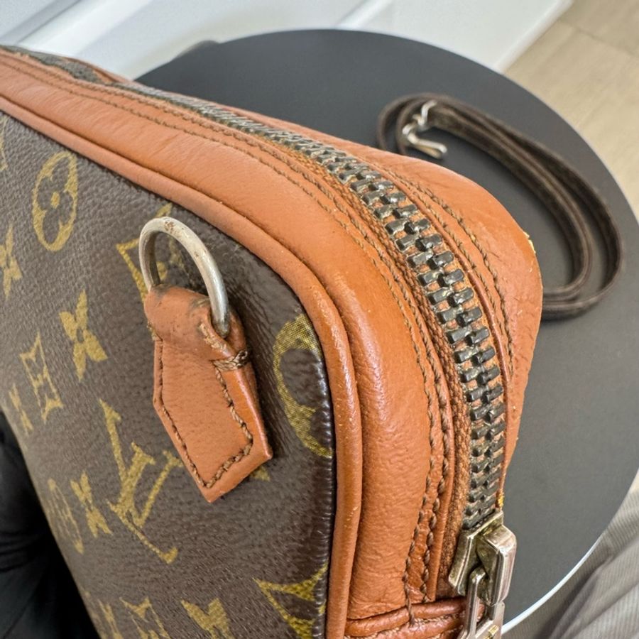 【赫蒂國際精品】 Louis Vuitton 路易威登 紅皮老花方形斜背包 vintage-17