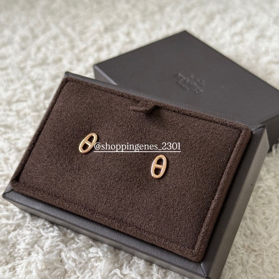 愛馬仕 Hermes 18K玫瑰金 迷你豬鼻耳環 全新品-3