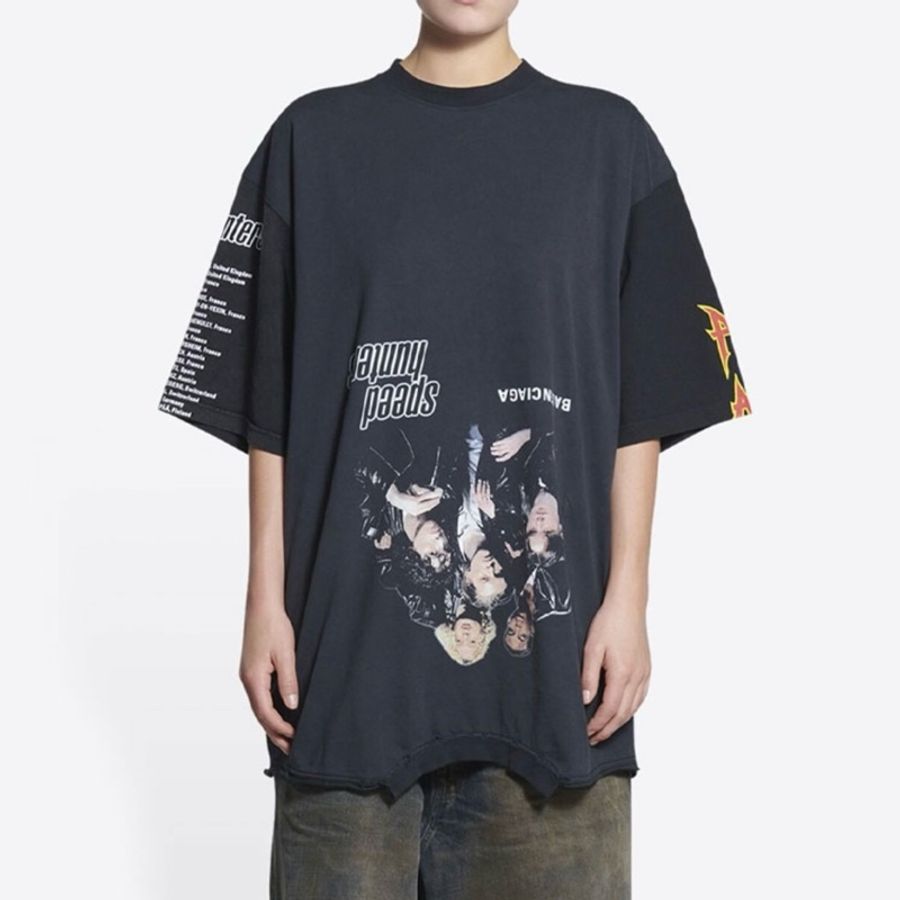 Balenciaga巴黎世家 速度獵人印花倒置設計短袖T恤 男女同款-7