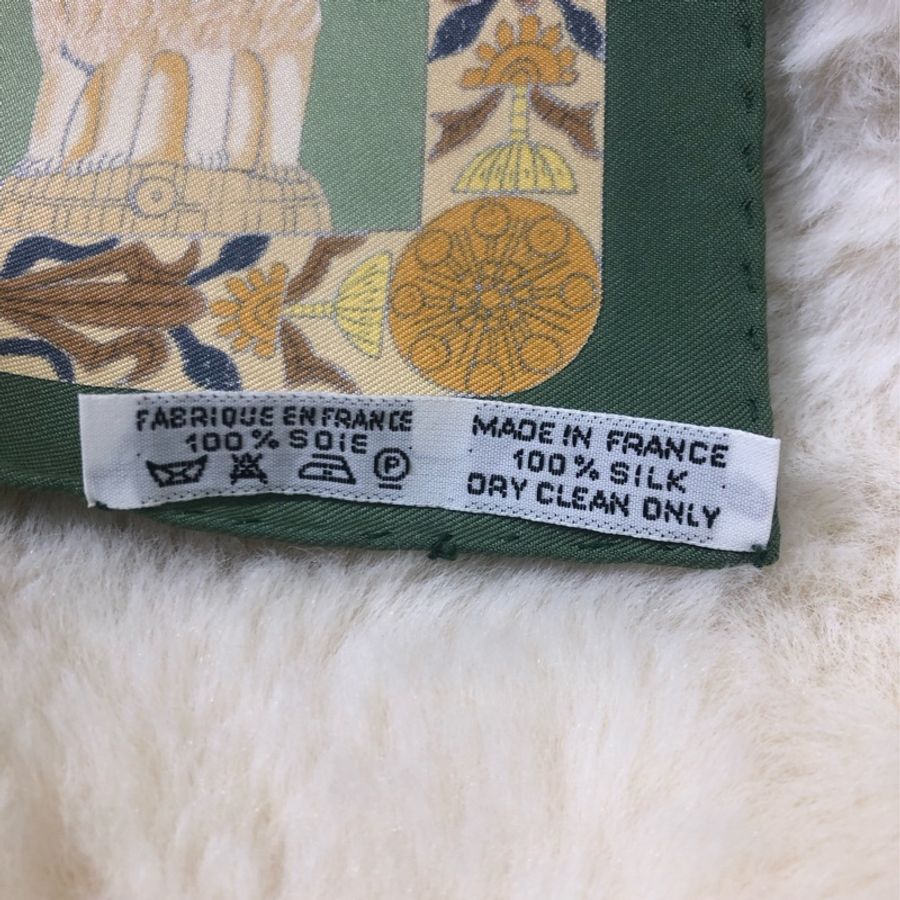 HERMÉS 中古綠色埃及系列絲巾 O697-13
