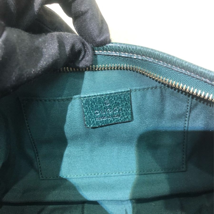 Gucci 古馳墨綠色老花布料腋下包 XB204-8