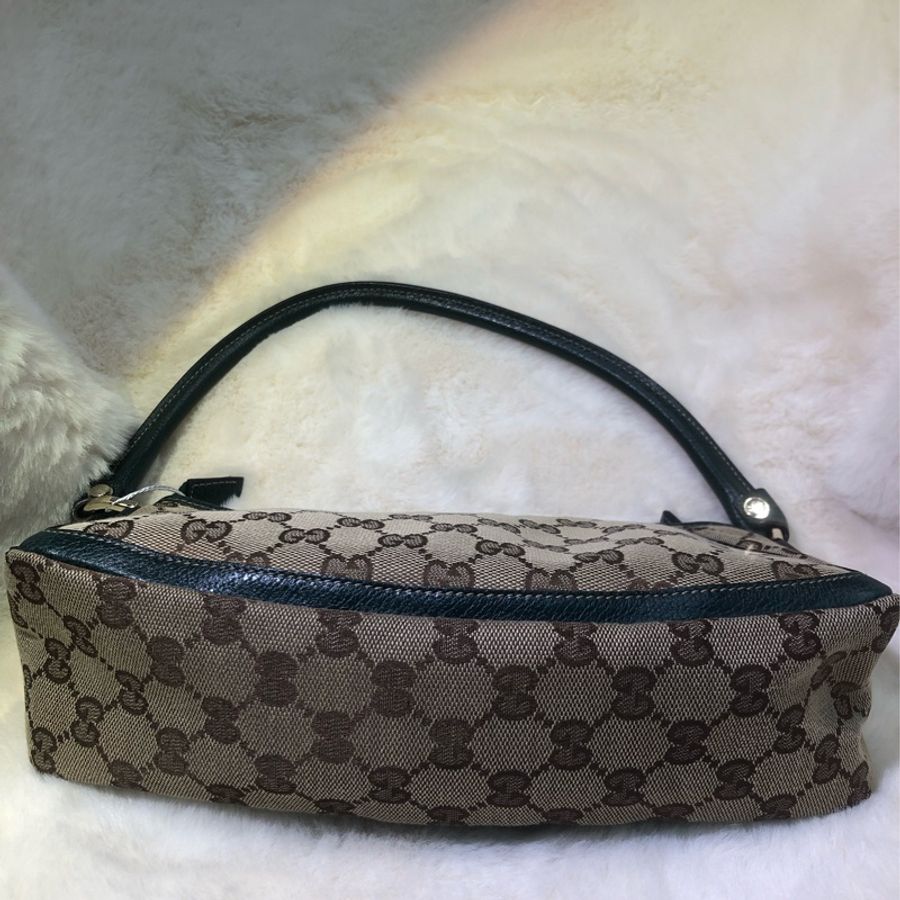 Gucci 古馳墨綠色老花布料腋下包 XB204-12