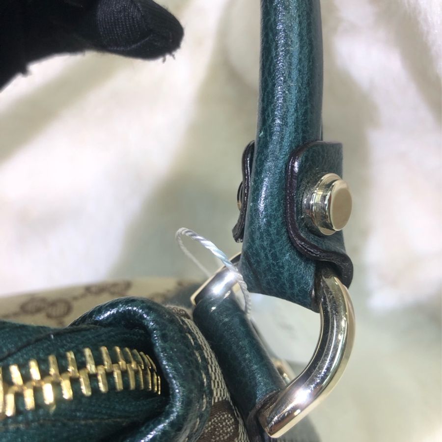 Gucci 古馳墨綠色老花布料腋下包 XB204-58