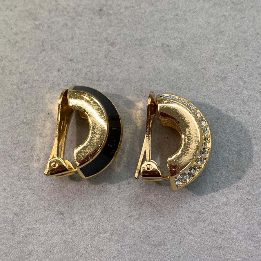Dior 迪奧 金色黑色復古蛇骨項鏈耳夾套裝 X774-7