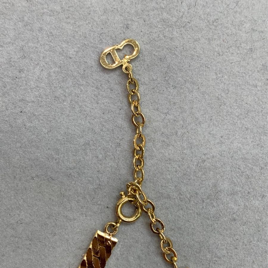 Dior 迪奧 金色黑色復古蛇骨項鏈耳夾套裝 X774-19