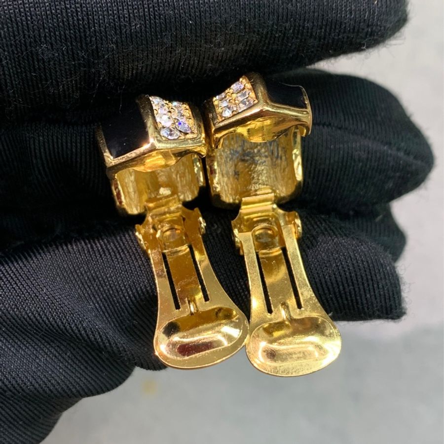 Dior 迪奧 金色黑色復古蛇骨項鏈耳夾套裝 X774-20