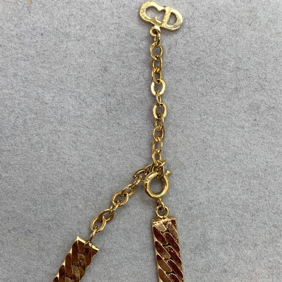 Dior 迪奧 金色黑色復古蛇骨項鏈耳夾套裝 X774-23