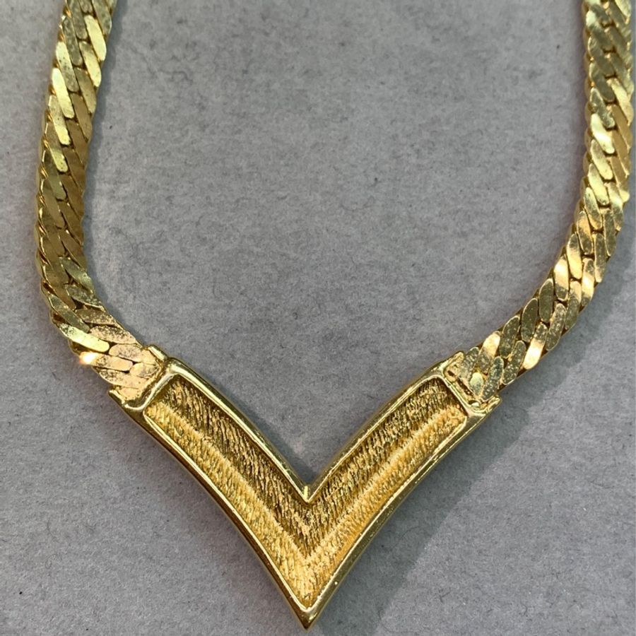 Dior 迪奧 金色黑色復古蛇骨項鏈耳夾套裝 X774-25