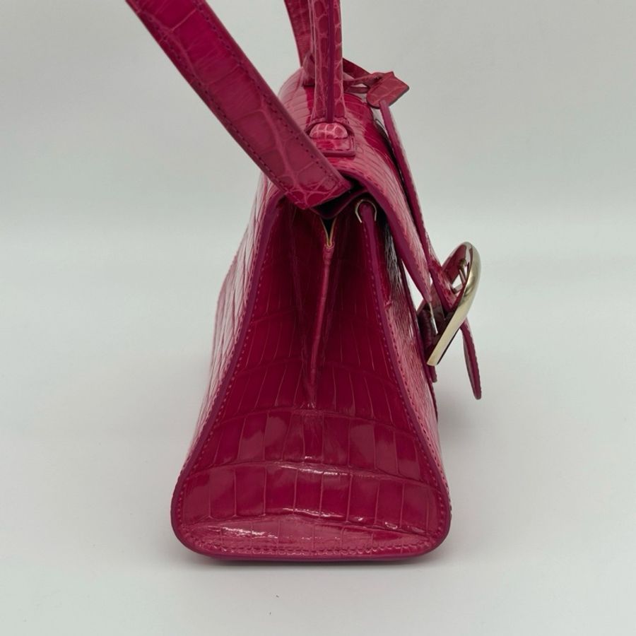 「JL精品代購」 德爾沃delvaux brilliant 玫紅mini20cm 鱷魚皮-3