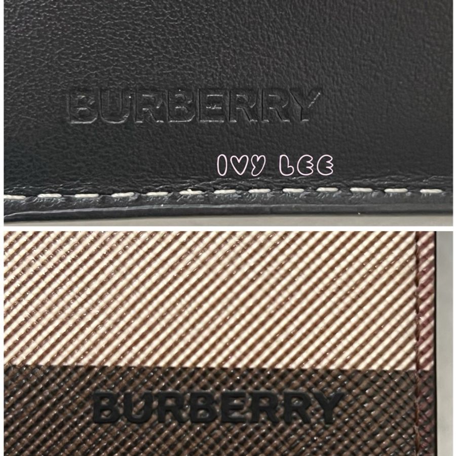 Burberry 80527901 經典格紋拼皮革 雙折錢夾 棕色黑色 短夾 正品 二手精品-9