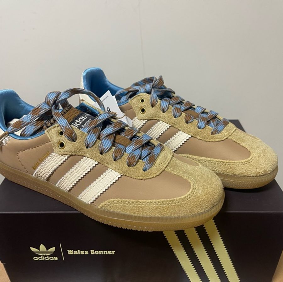 Adidas Originals x Wales Bonner Nylon Samba 聯名款 卡其色/米色/天空藍/焦糖底IH3261-9
