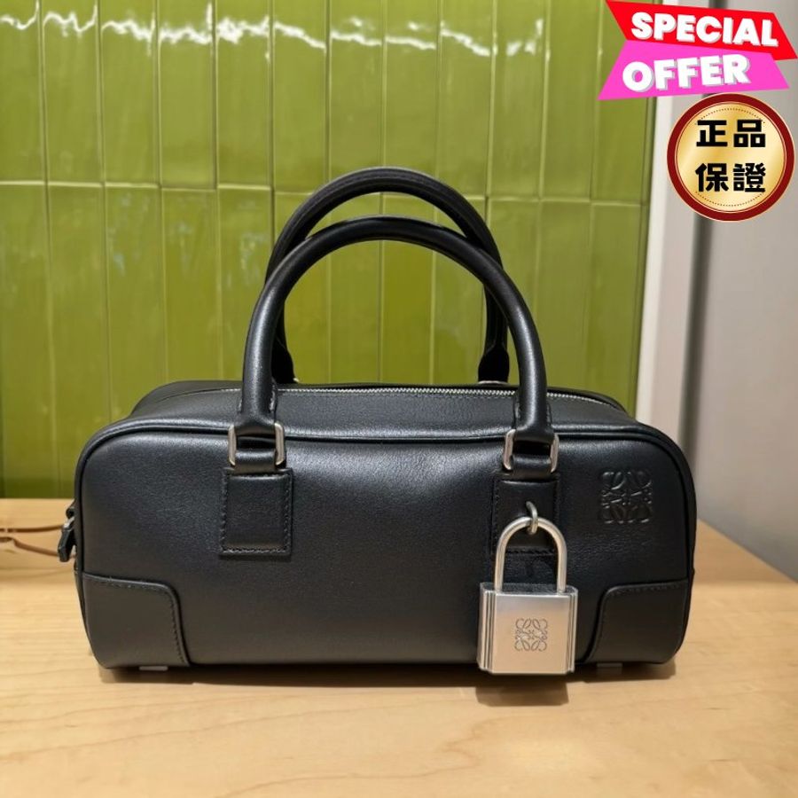 🎉新品好折扣✨Loewe 光澤小牛皮 Amazona 23 鎖頭包 黑色/銀色-0