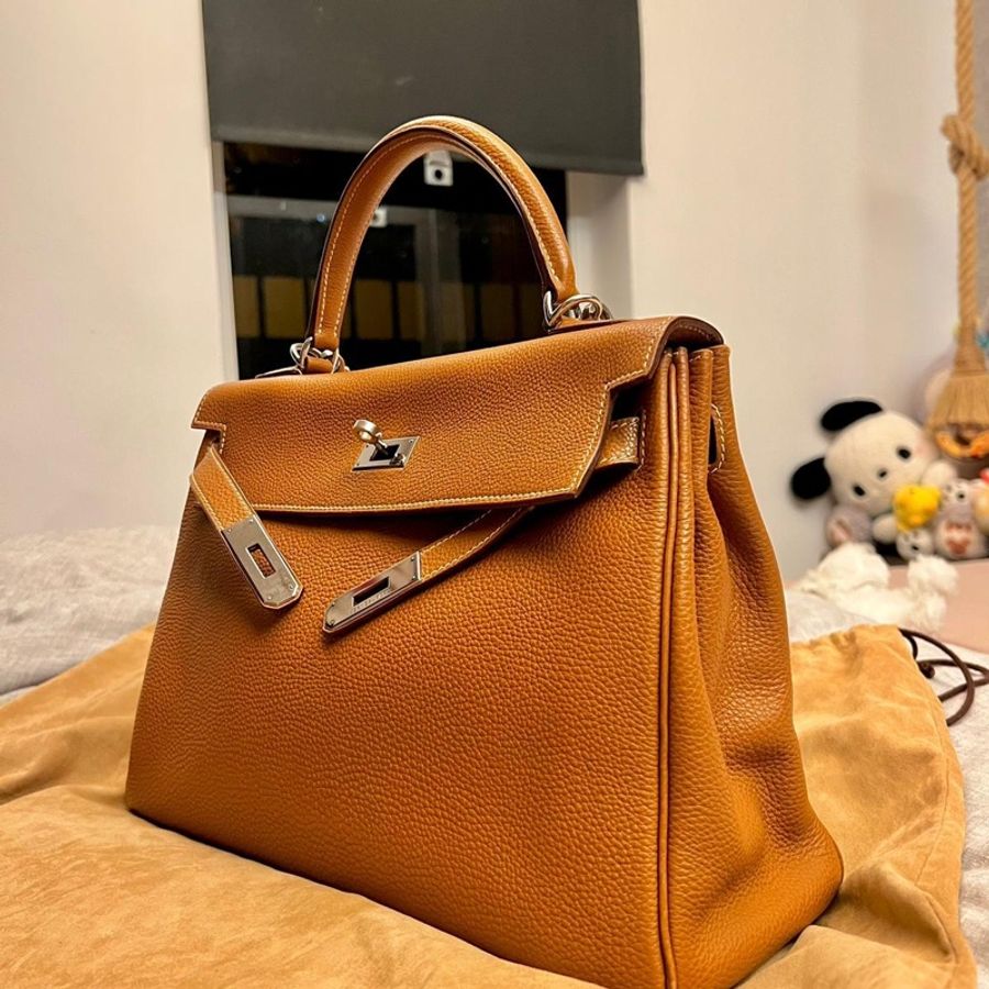 Hermes kelly 32 Togo Stamp Squ H Gold/ Silver-0