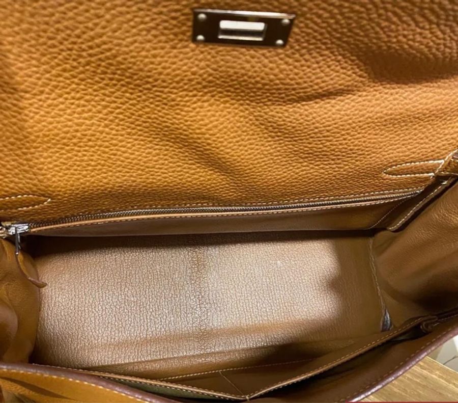 Hermes kelly 32 Togo Stamp Squ H Gold/ Silver-3