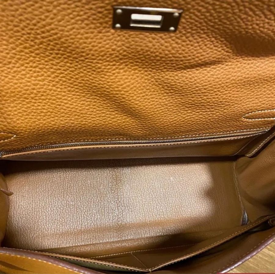 Hermes kelly 32 Togo Stamp Squ H Gold/ Silver-10