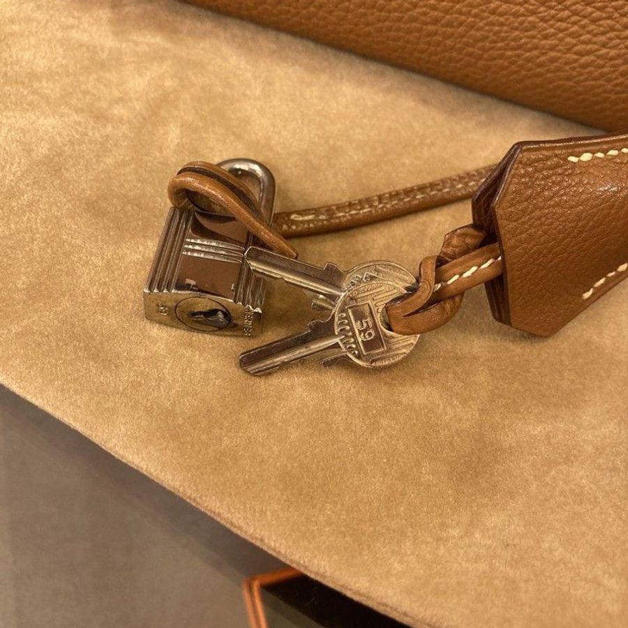 Hermes kelly 32 Togo Stamp Squ H Gold/ Silver-12