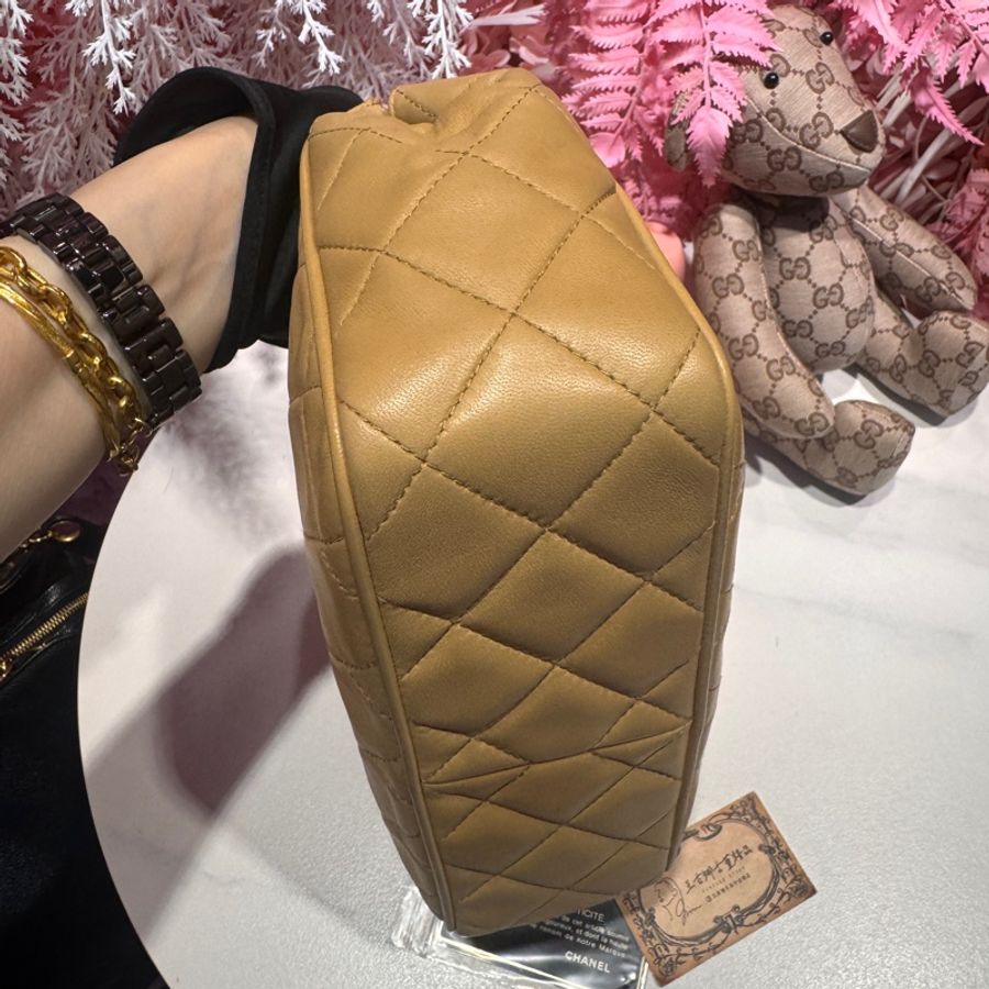 Chanel vintage 奶茶色肩背包/手提包/王吉娜古董精品-1