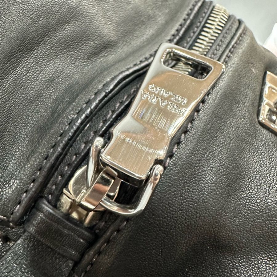 prada BR4586 黑色牛皮迷彩銀釦肩背包-9