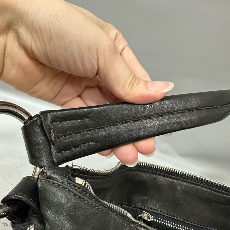 prada BR4586 黑色牛皮迷彩銀釦肩背包-72