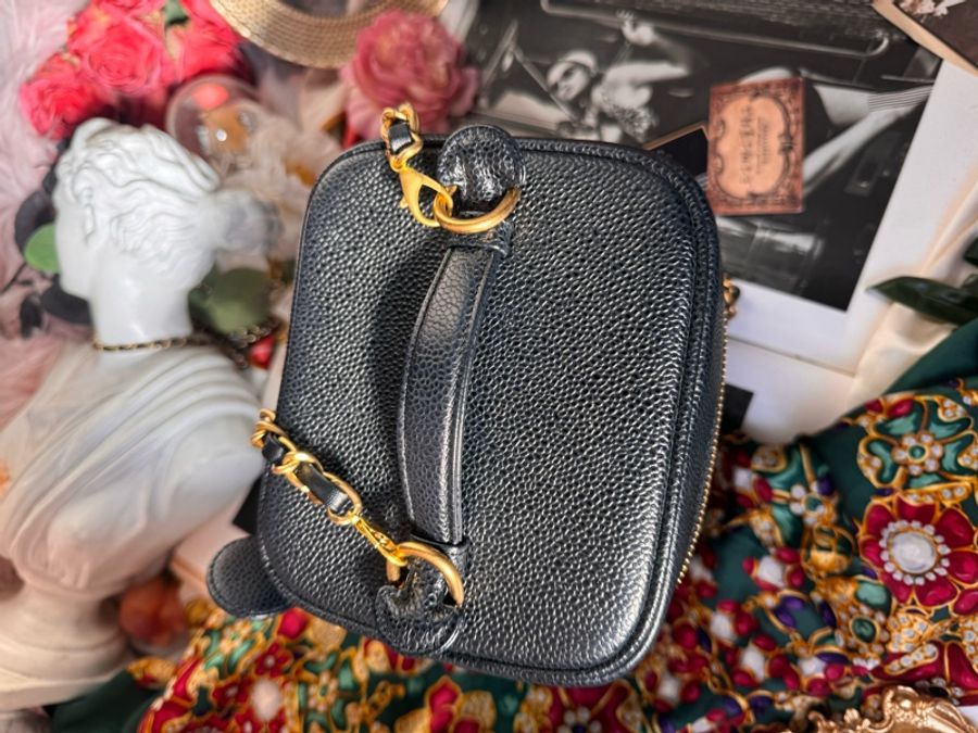 Chanel vintage 荔枝皮化妝包/歐陽娜娜同款/王吉娜古董精品-5