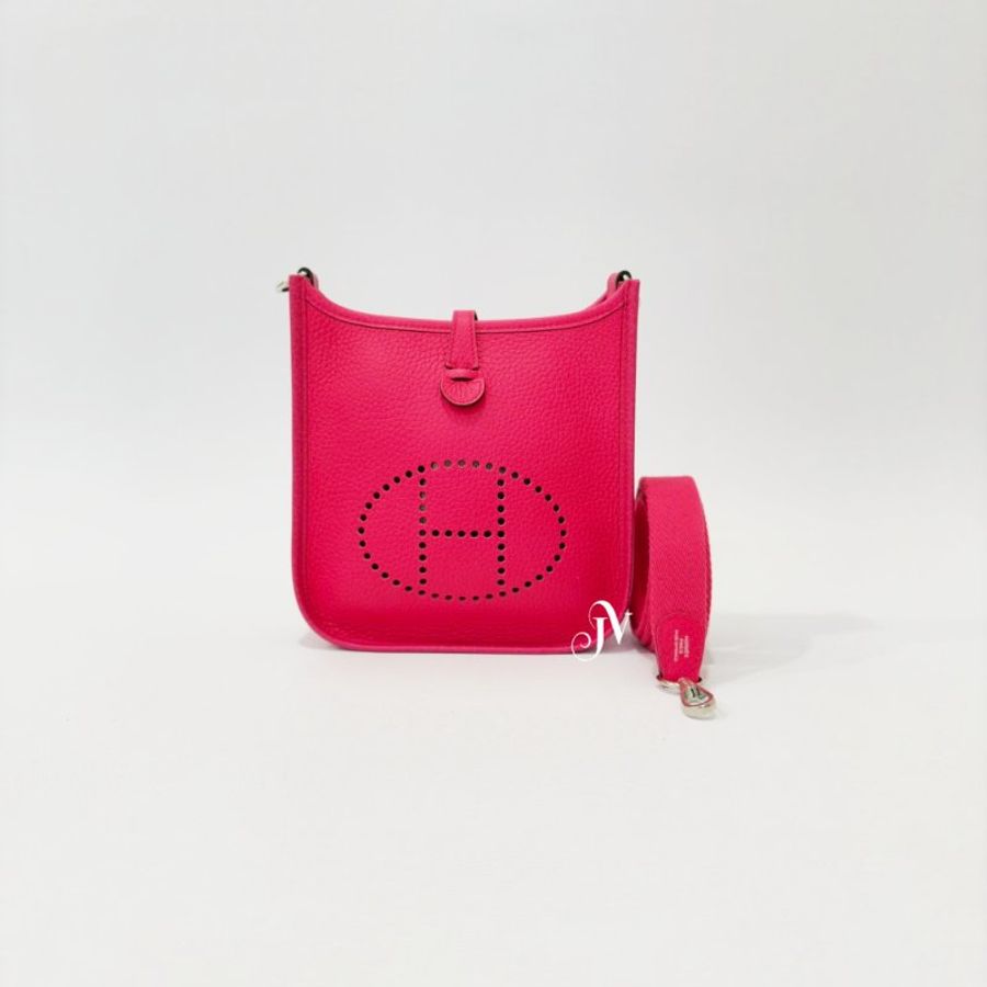HERMES I6極致粉togo牛皮銀釦mini evelyne-0